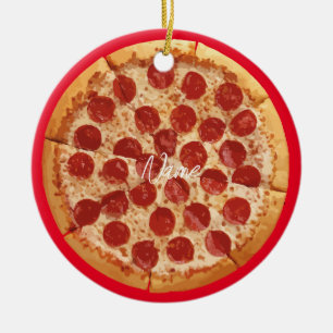 Pepperoni Pizza Thunder_Cove Ceramic Ornament