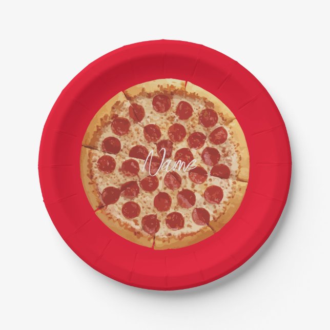 Pepperoni Pizza Thunder_Cove Paper Plates (Front)