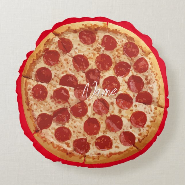 Pepperoni Pizza Thunder_Cove Round Pillow (Front)