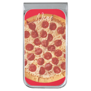 Pepperoni Pizza Thunder_Cove Silver Finish Money Clip