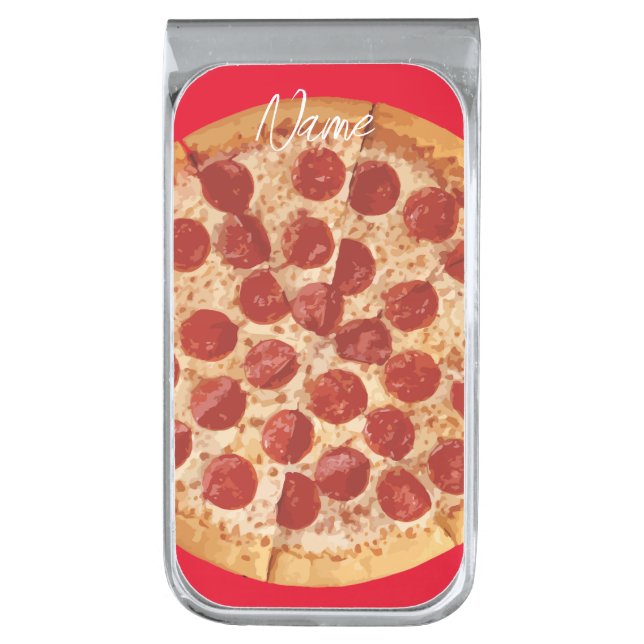 Pepperoni Pizza Thunder_Cove  Silver Finish Money Clip (Front Vertical)