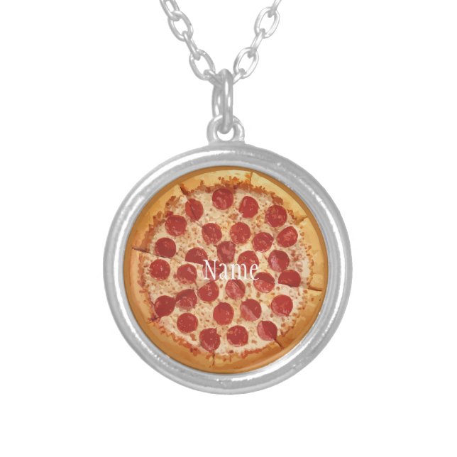 Pepperoni Pizza Thunder_Cove  Silver Plated Necklace (Front)