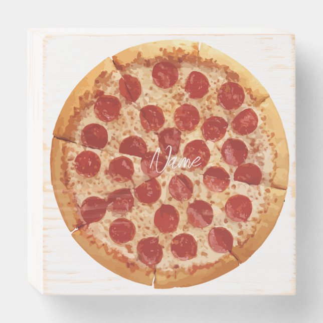 Pepperoni Pizza Thunder_Cove  Wooden Box Sign (Front Horizontal)