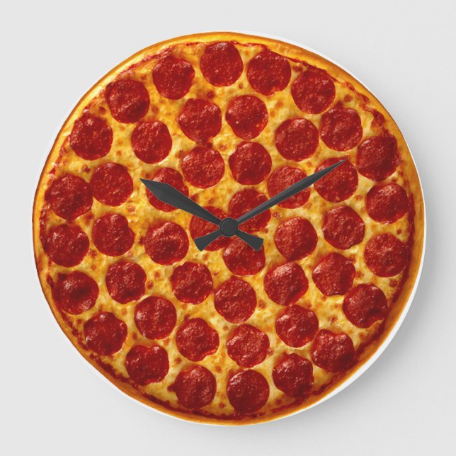 Pepperoni Pizza Time Large Clock (Front)
