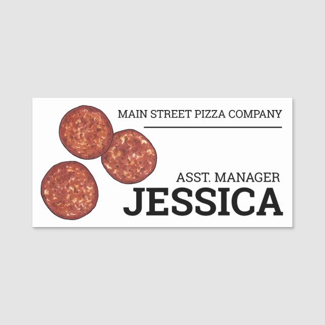 Pepperoni Pizza Toppings Pizzeria Italian Food Name Tag (Front)