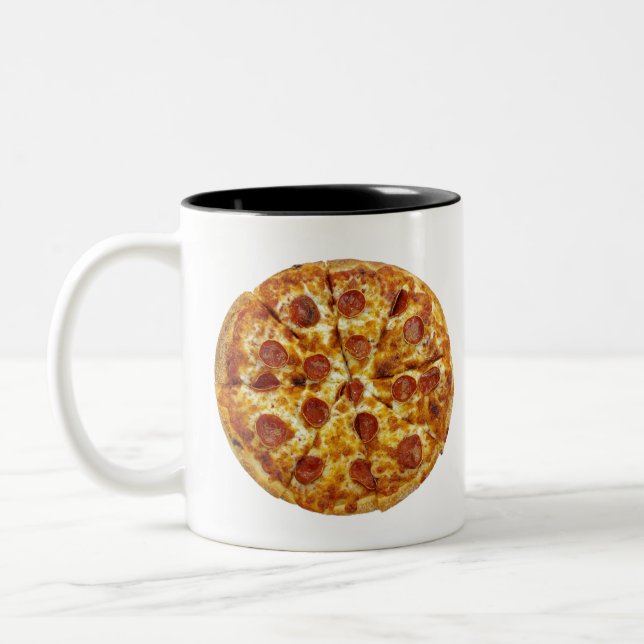 Pepperoni Pizza Two-Tone Coffee Mug (Left)