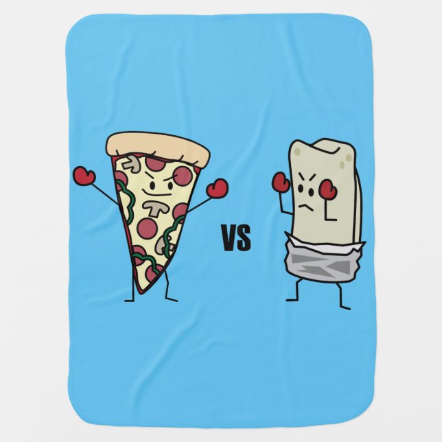 Pepperoni Pizza VS Burrito: Mexican versus Italian Baby Blanket (Front)