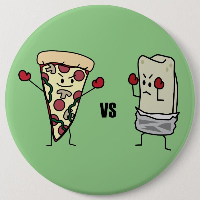 Pepperoni Pizza VS Burrito: Mexican versus Italian Button (Front)