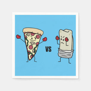 Pepperoni Pizza VS Burrito: Mexican versus Italian Paper Napkins