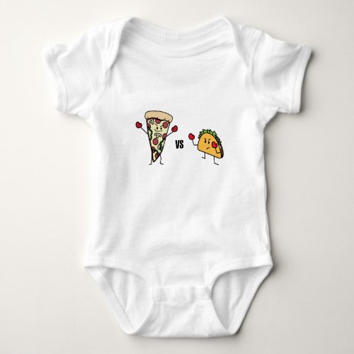 Pepperoni Pizza VS Taco Mexican versus Italian Baby Bodysuit