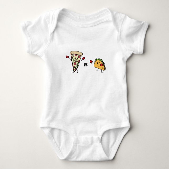 Pepperoni Pizza VS Taco: Mexican versus Italian Baby Bodysuit (Front)
