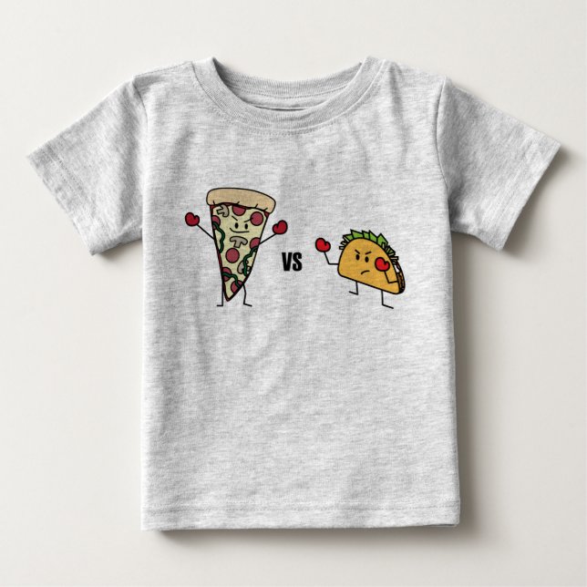 Pepperoni Pizza VS Taco: Mexican versus Italian Baby T-Shirt (Front)