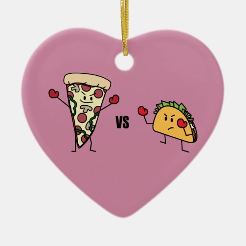 Pepperoni Pizza VS Taco Mexican versus Italian Ceramic Ornament