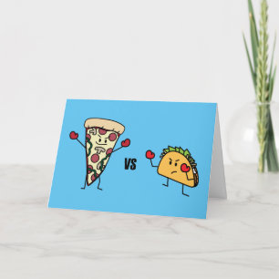 Pepperoni Pizza VS Taco: Mexican versus Italian Letterpress Thank You Card