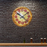 pepperoni pizza wall clock<br><div class="desc">pepperoni pizza wall clock</div>