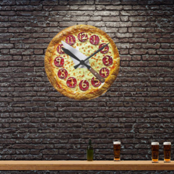 Pepperoni Pizza Wall Clock by SharonCullars at Zazzle