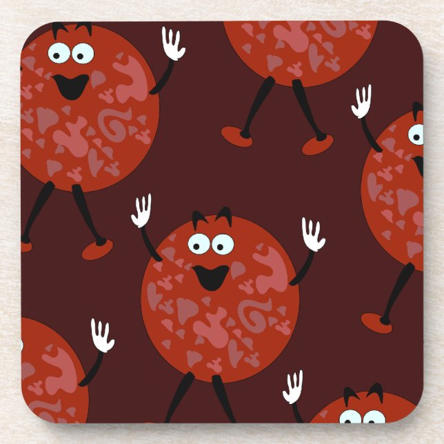 Pepperoni Tony Pattern Fun Cartoon Pizza Joy Coaster (Front)