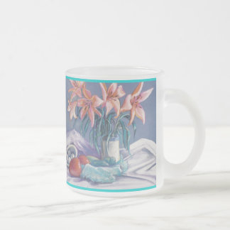 Peppers and Lilies Frosted Glass Coffee Mug