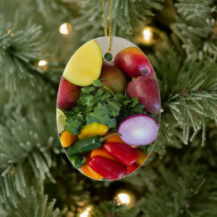 Peppers, Cilantro, Onions Ceramic Ornament