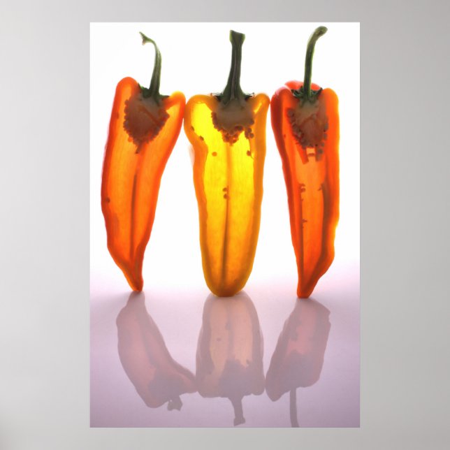 Peppers in half with light through them poster (Front)