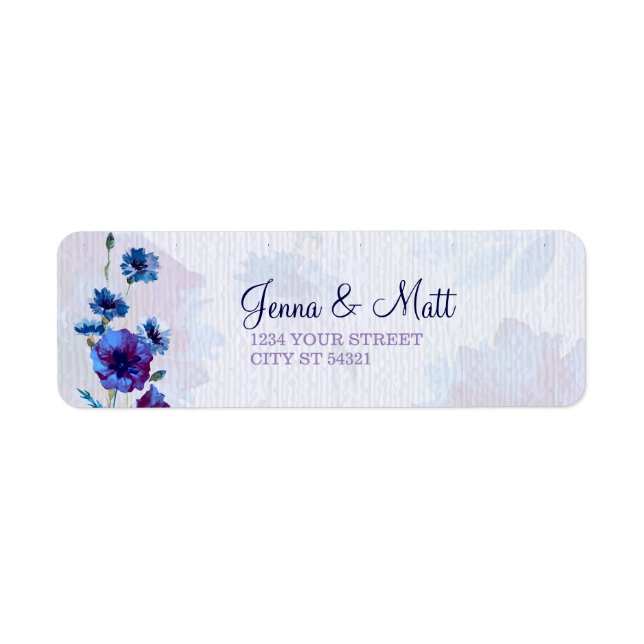 Peppy Blue Poppies Address Labels (Front)
