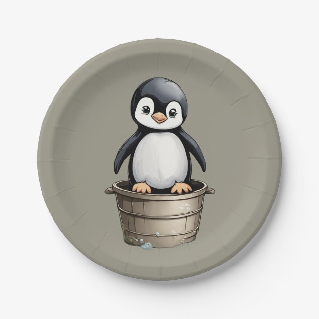 Peppy Penguin Paper Plates (Front)