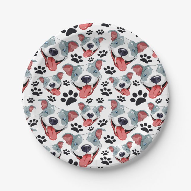 Peppy Pit Bull American Pitbull Pet Puppy Dog Paper Plates (Front)