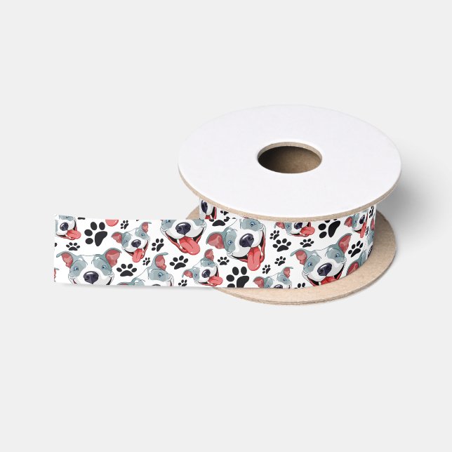 Peppy Pit Bull American Pitbull Pet Puppy Dog Satin Ribbon (Spool)