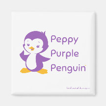 Peppy Purple Penguin 2-Inch Square Magnet