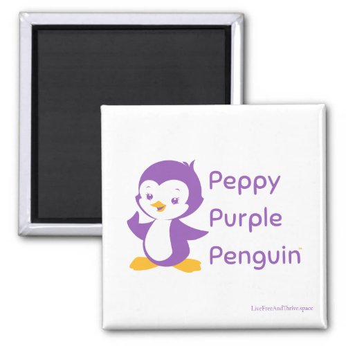 Peppy Purple Penguin 2_Inch Square Magnet