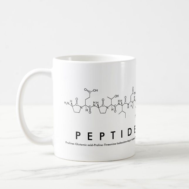 PeptideChemist peptide phrase mug (Left)