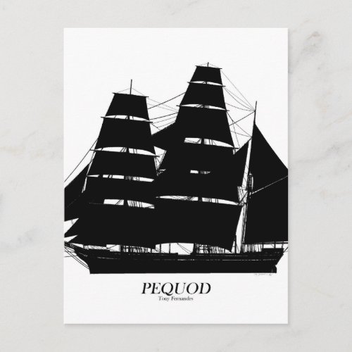 pequod ship black design postcard