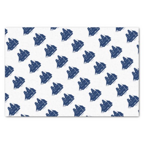 pequod ship blue design tissue paper