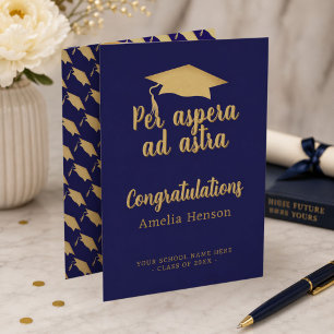 Per aspera ad astra Latin Congrat Graduation Cap Card