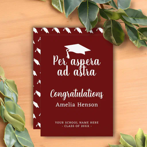 Per aspera ad astra Latin Congrat Graduation Cap Card Per aspera ad astra Latin Congrat Graduation Cap Card