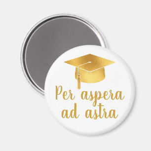 Per aspera ad astra Latin Quote Hat Graduation Magnet