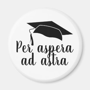 Per aspera ad astra Latin Quote Hat Graduation Magnet