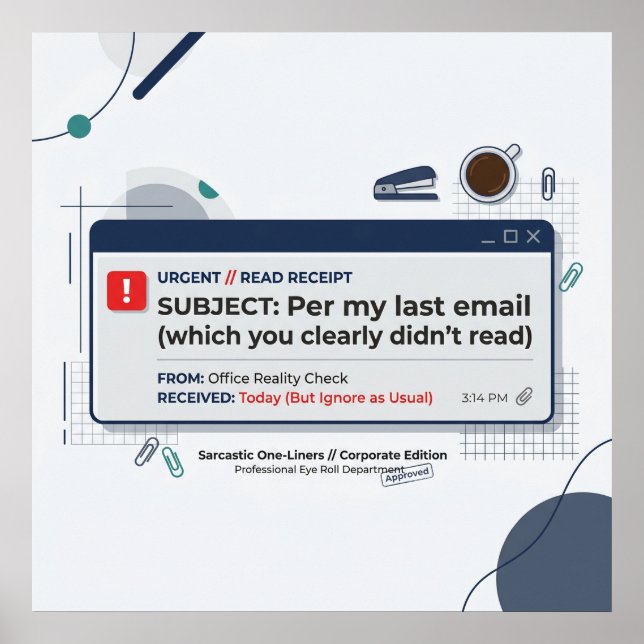 Per My Last Email Funny Office Quote  Poster (Front)