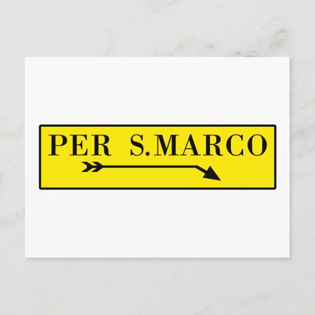 Per San Marco, Venice, Italian Street Sign Postcard (Front)