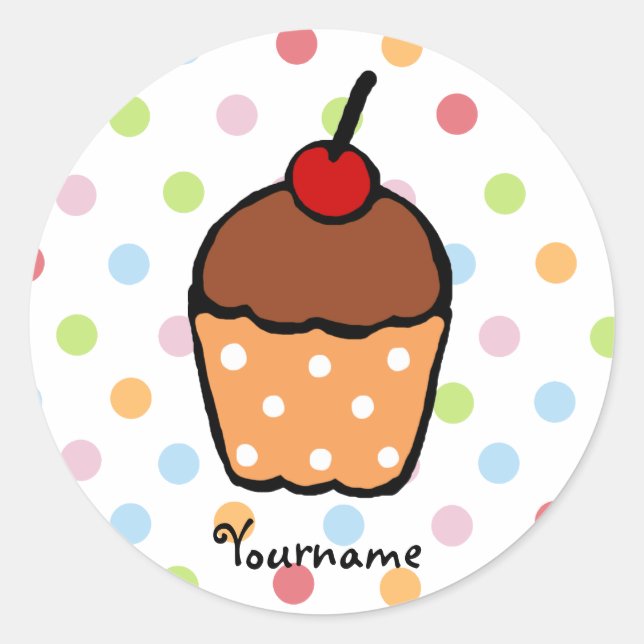 Peraonalized Sweet Chocolate Cupcake Classic Round Sticker (Front)