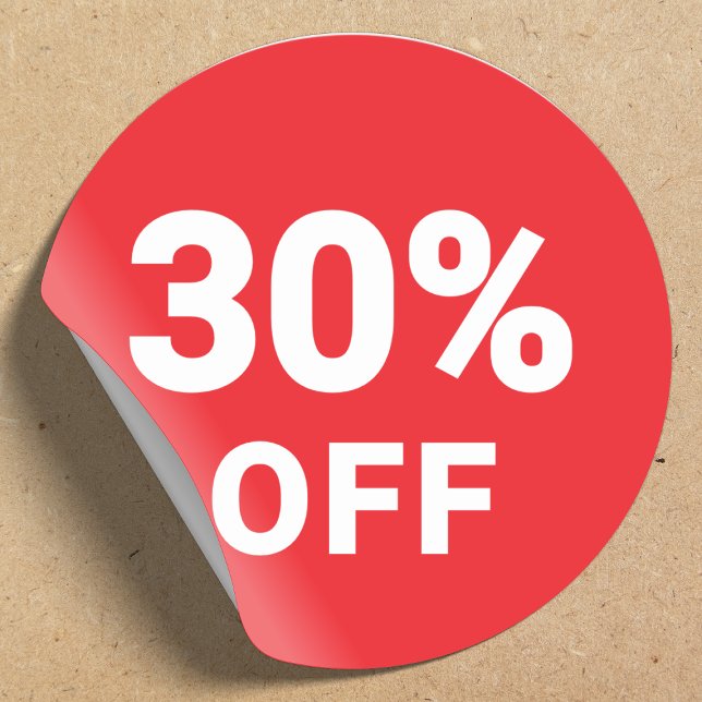 Percentage Discount Sticker | Promotional Sale Red (Simple custom sticker templates)