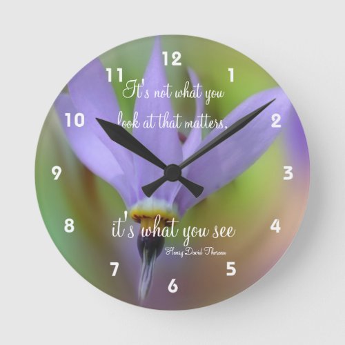 Perception Quote Purple Flower Inspirational  Round Clock