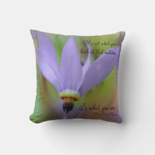 Perception Quote Purple Flower Inspirational  Throw Pillow