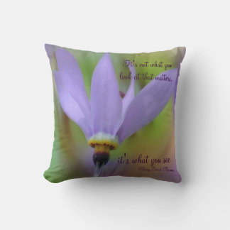Perception Quote Purple Flower Inspirational Throw Pillow