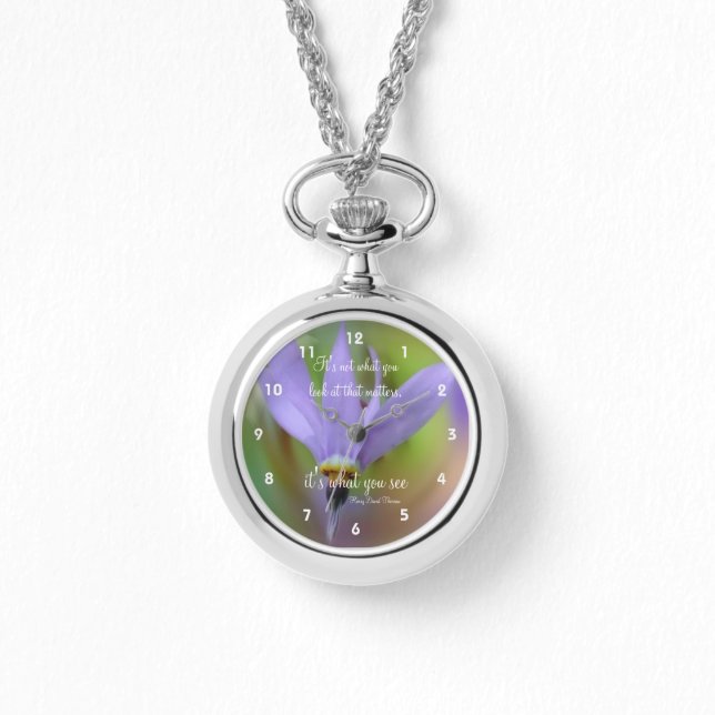 Perception Quote Purple Flower Inspirational   Watch (Front)