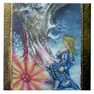 PERCEVAL AND VISION OF THE HOLY GRAIL CERAMIC TILE