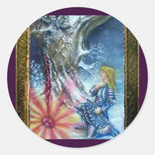 PERCEVAL AND VISION OF THE HOLY GRAIL CLASSIC ROUND STICKER