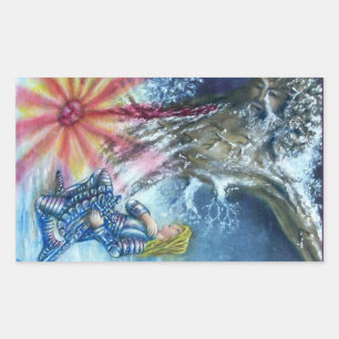 PERCEVAL AND VISION OF THE HOLY GRAIL RECTANGULAR STICKER