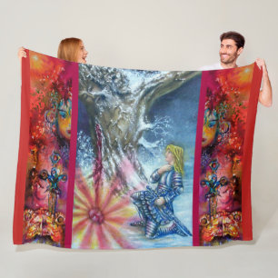 PERCEVAL AND VISION OF THE HOLY GRAIL Red Blue Fleece Blanket