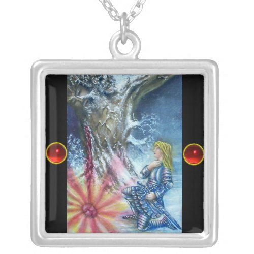 PERCEVAL AND VISION OF THE HOLY GRAIL SILVER PLATED NECKLACE